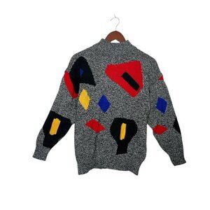 Vintage 80’s 90’s Abstract Multicolor Knit Sweater By Junior Exchange Size Small